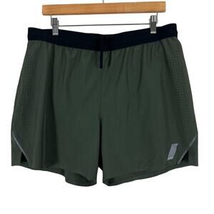 Zara Athletic Shorts Mens XL Olive Green Slit Laser Cut Perforated Athleisure